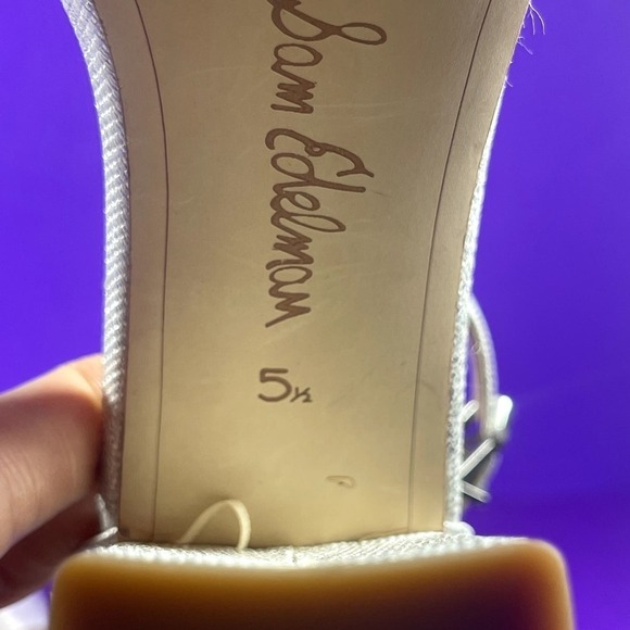 Sam Edelman Silver Yaro Ankle Strap Block Heel Sandal Women's Shoe Size 5.5-NEW - Picture 9 of 9